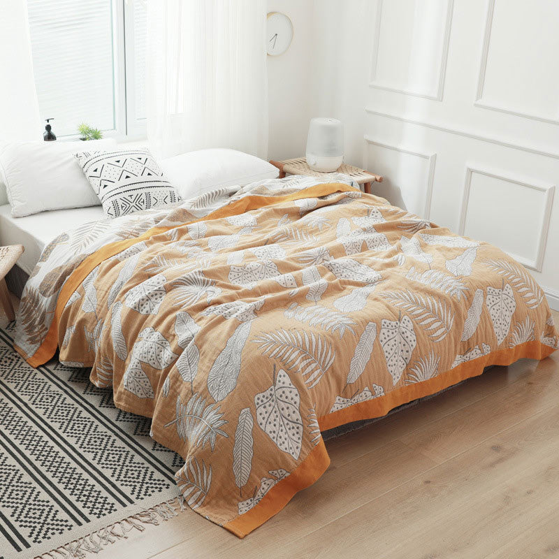 Cotton Gauze Throw Blanket | Reversible Design | 59" x 79"