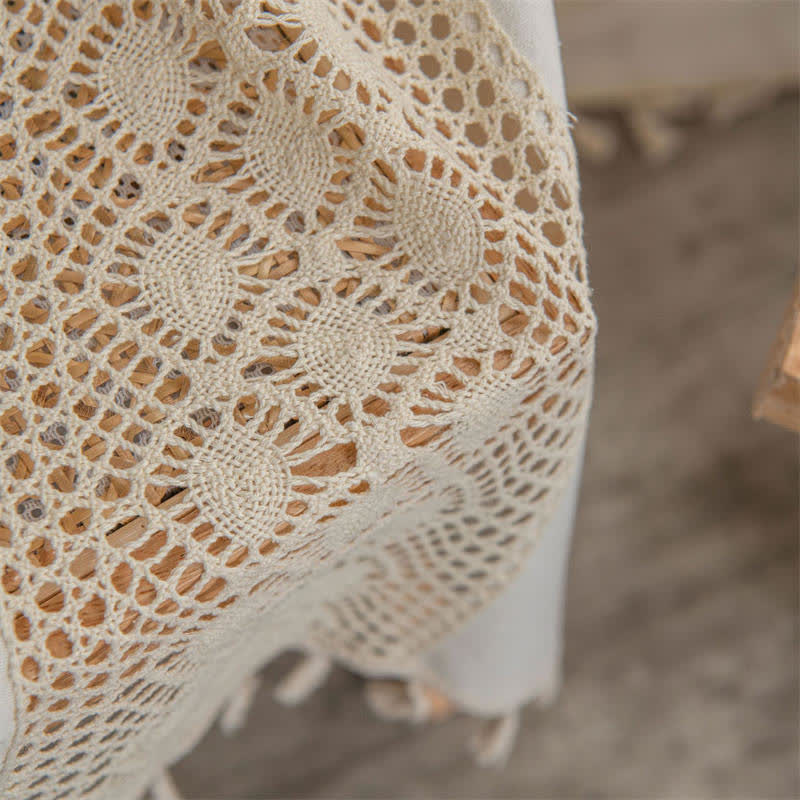 Beige Tassel Curtain | Cotton Linen | Semi-Blackout
