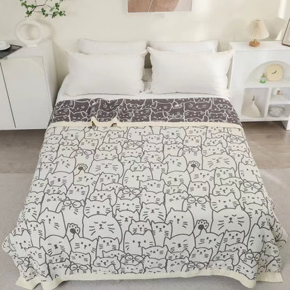 Cat Cotton Gauze Quilt | Hypoallergenic & Eco-Friendly | Full/Queen Size