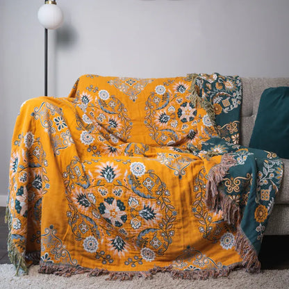 Boho Throw Blanket | 100% Cotton | Reversible Design