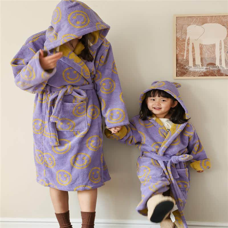 Smiling Face Bathrobe | Luxurious Pure Cotton | Kids & Adults Sizes