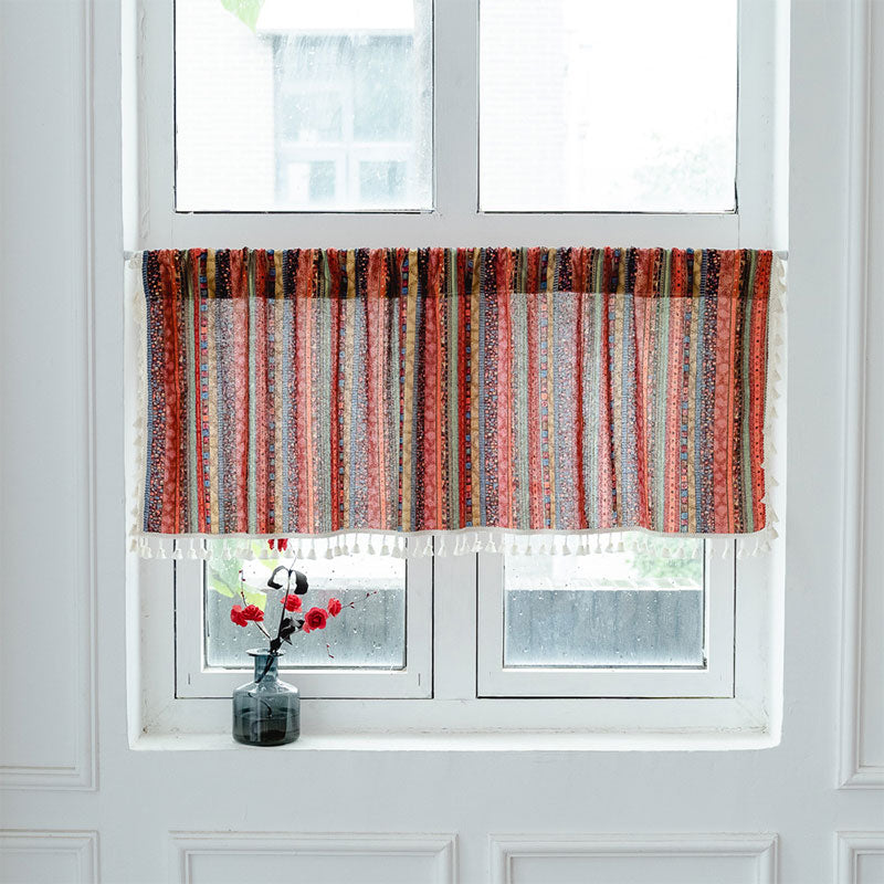 Plaid Tier Curtain | Cotton Linen | Colorful