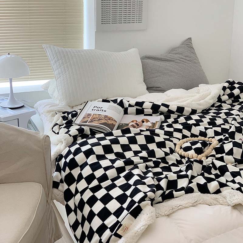 Checkerboard Reversible Throw Blanket | Soft Polyester | Lightweight