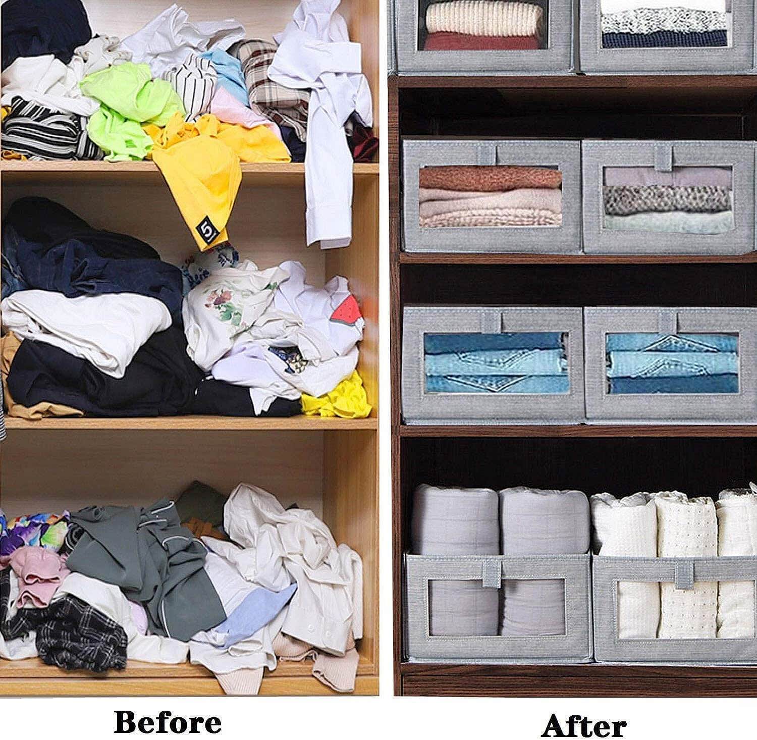 Foldable Clothes Storage Box | Sturdy Non-Woven Fabric | Large Size