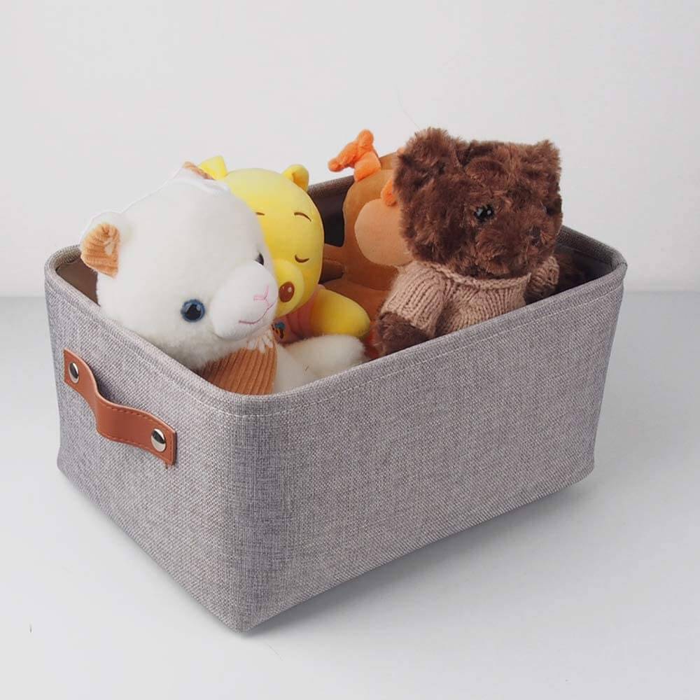Foldable Storage Baskets Set | Durable Linen & EVA | Set of 3, Grey