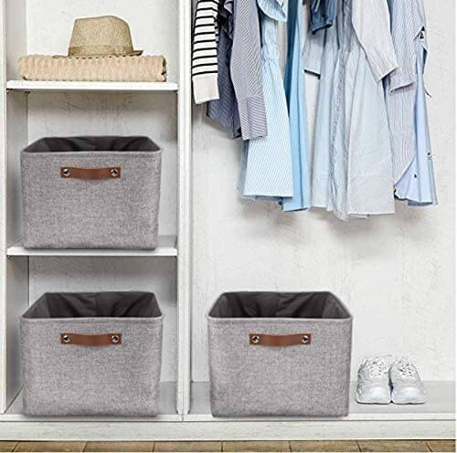 Foldable Storage Baskets Set | Durable Linen & EVA | Set of 3, Grey