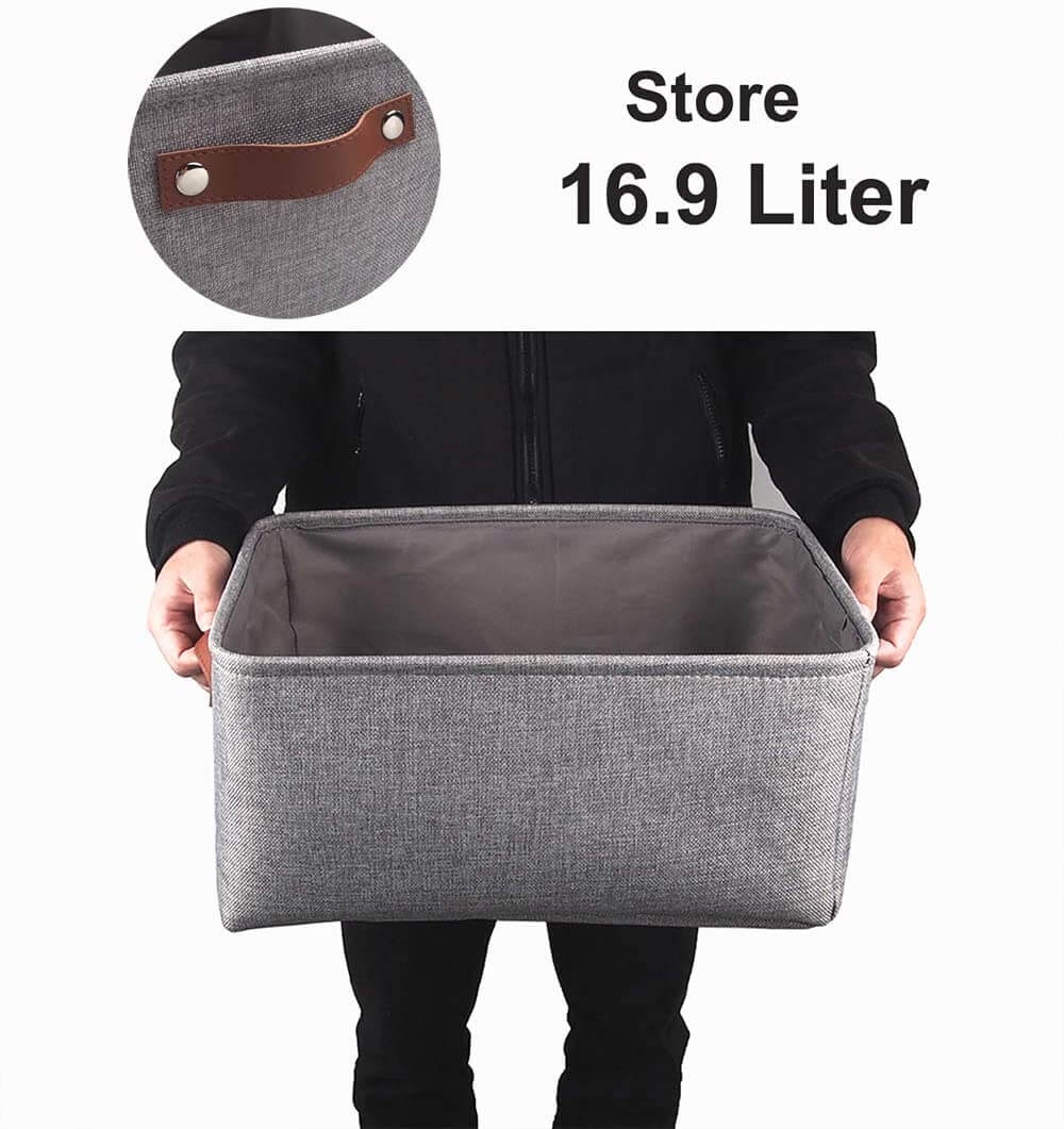 Foldable Storage Baskets Set | Durable Linen & EVA | Set of 3, Grey