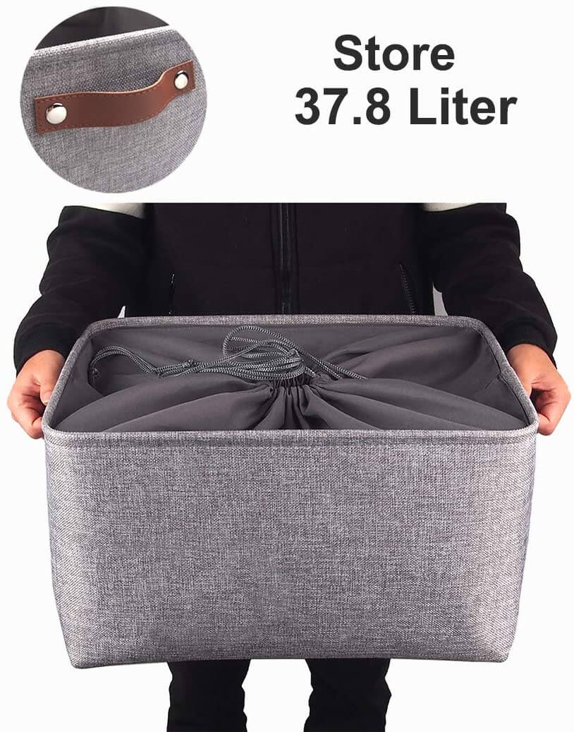 Foldable Storage Baskets Set | Durable Linen & EVA | Set of 3, Grey