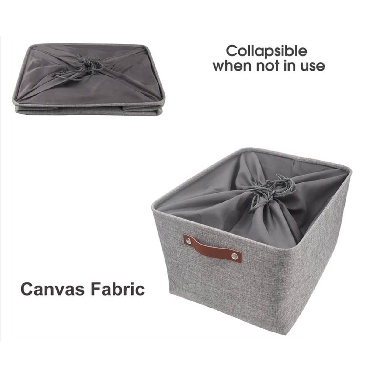 Foldable Storage Baskets Set | Durable Linen & EVA | Set of 3, Grey