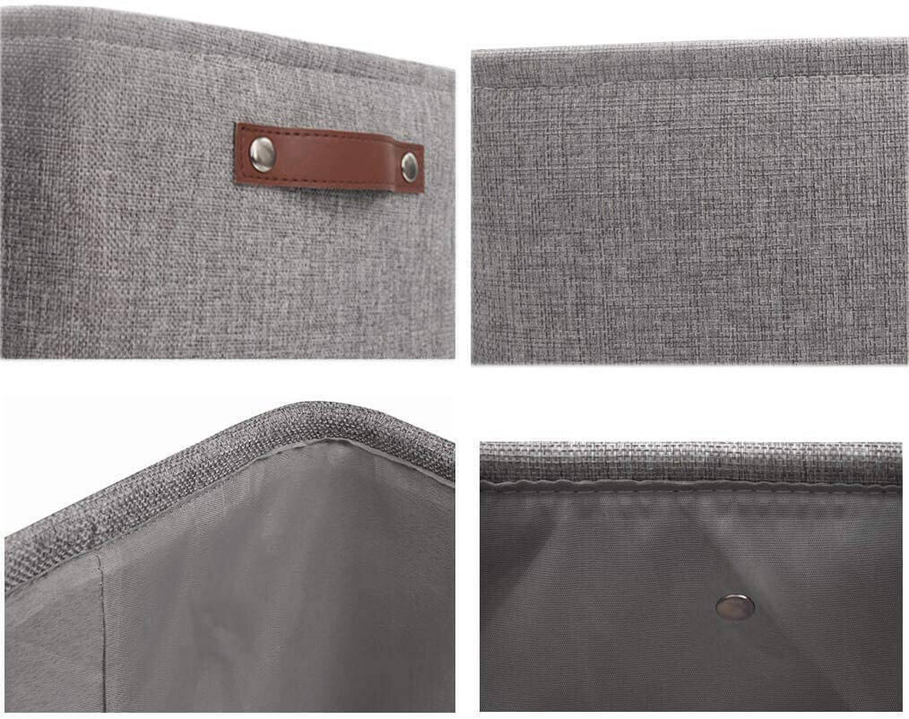 Foldable Storage Baskets Set | Durable Linen & EVA | Set of 3, Grey
