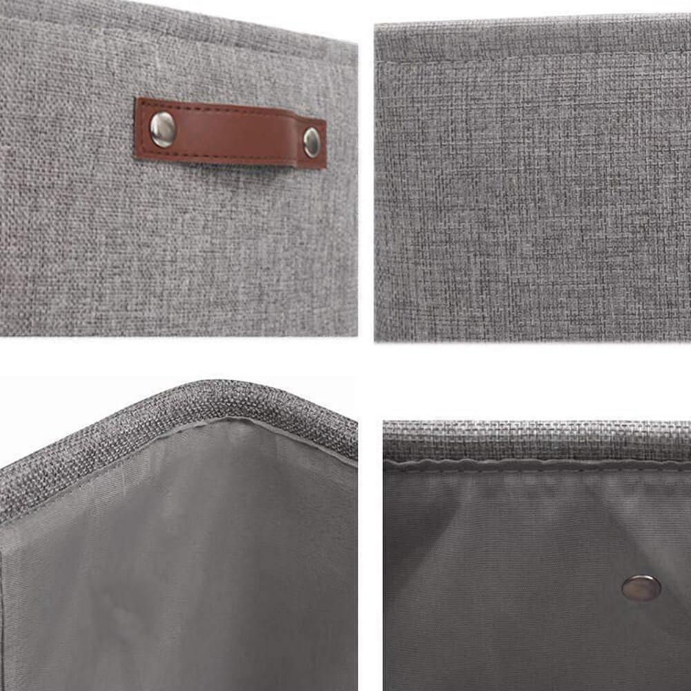 Foldable Storage Baskets Set | Durable Linen & EVA | Set of 3, Grey