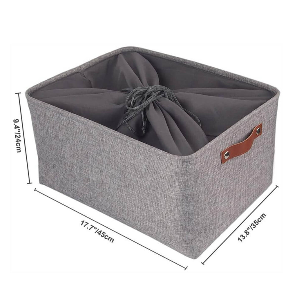 Foldable Storage Baskets Set | Durable Linen & EVA | Set of 3, Grey