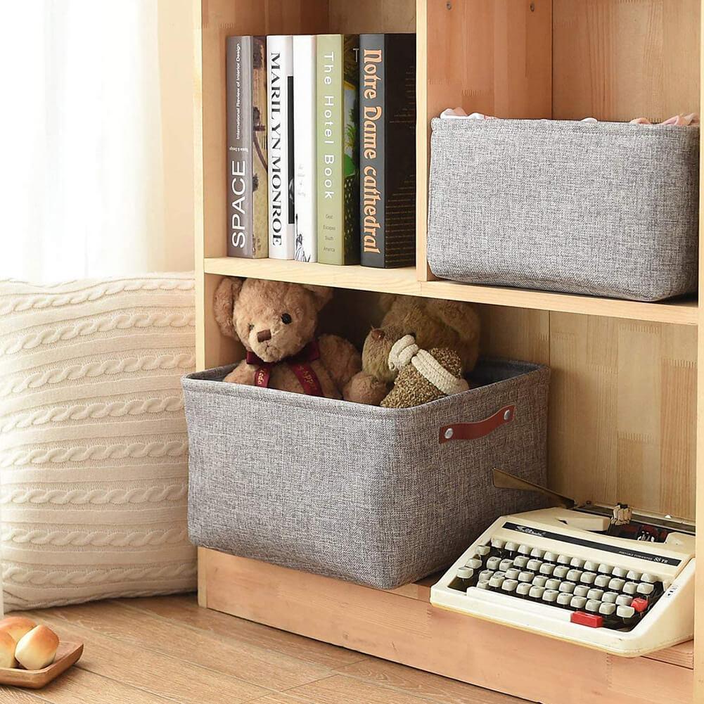 Foldable Storage Baskets Set | Durable Linen & EVA | Set of 3, Grey