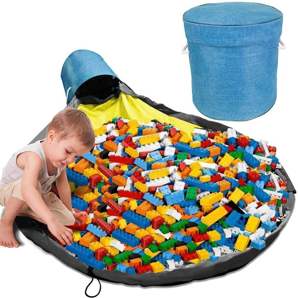 Toy Storage Bag & Play Mat | Collapsible Canvas | Sky Blue