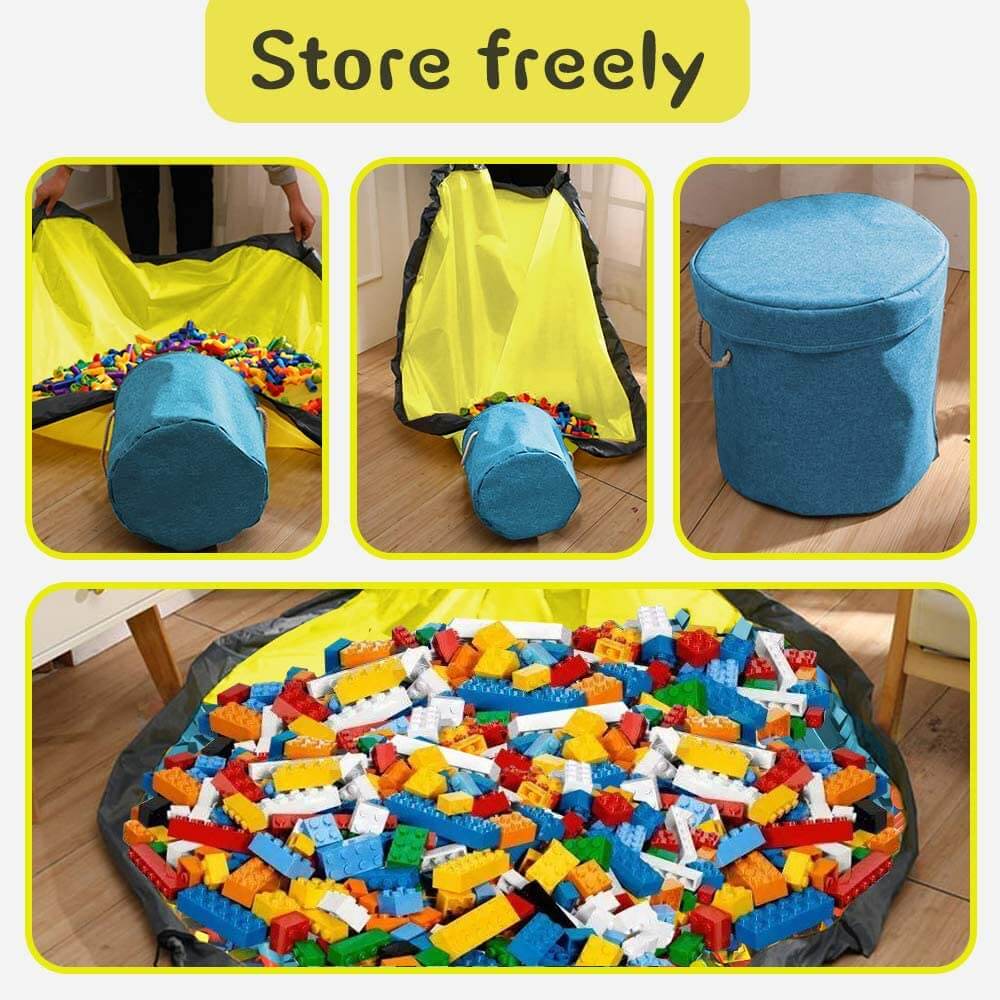 Toy Storage Bag & Play Mat | Collapsible Canvas | Sky Blue