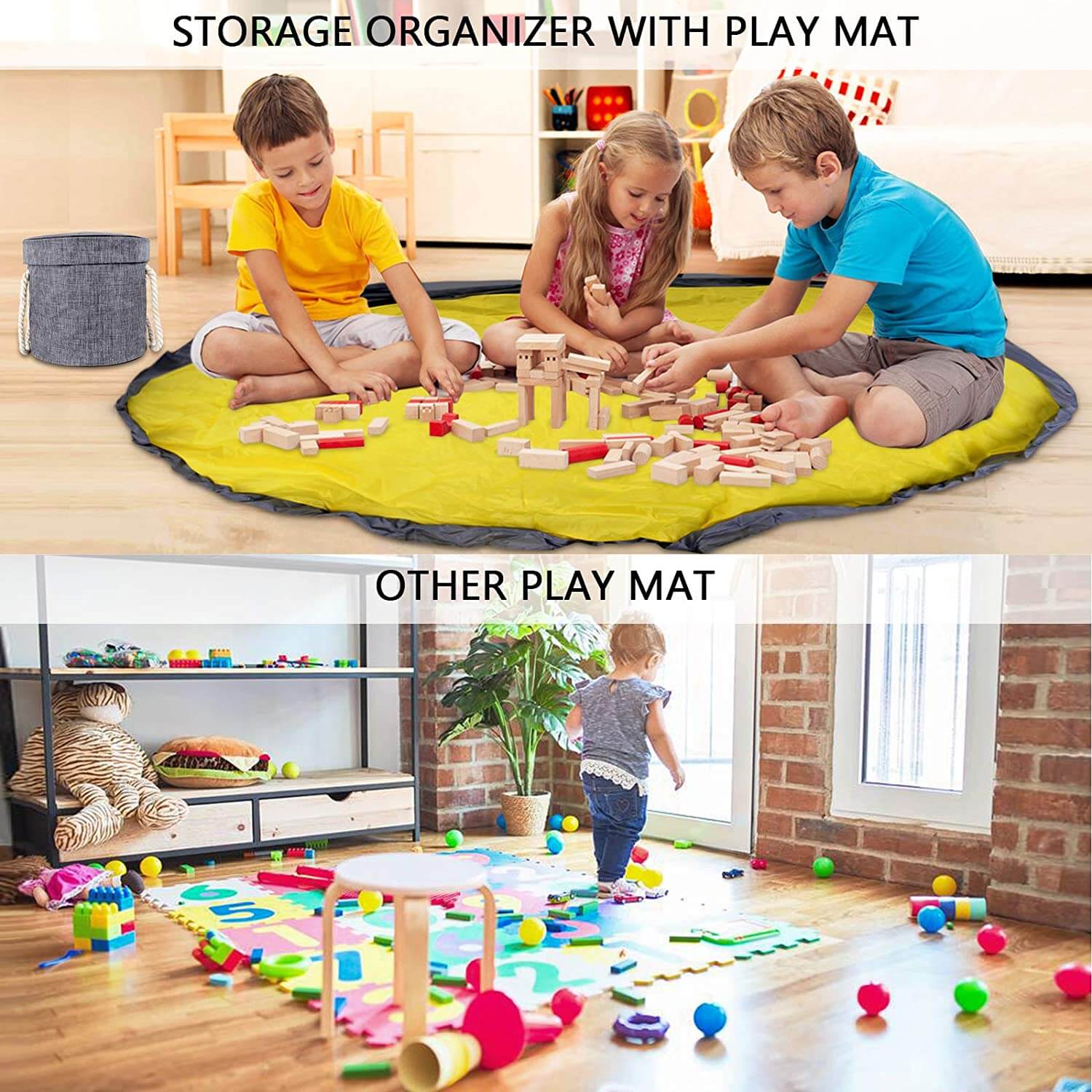 Toy Storage Bag & Play Mat | Collapsible Canvas | Sky Blue