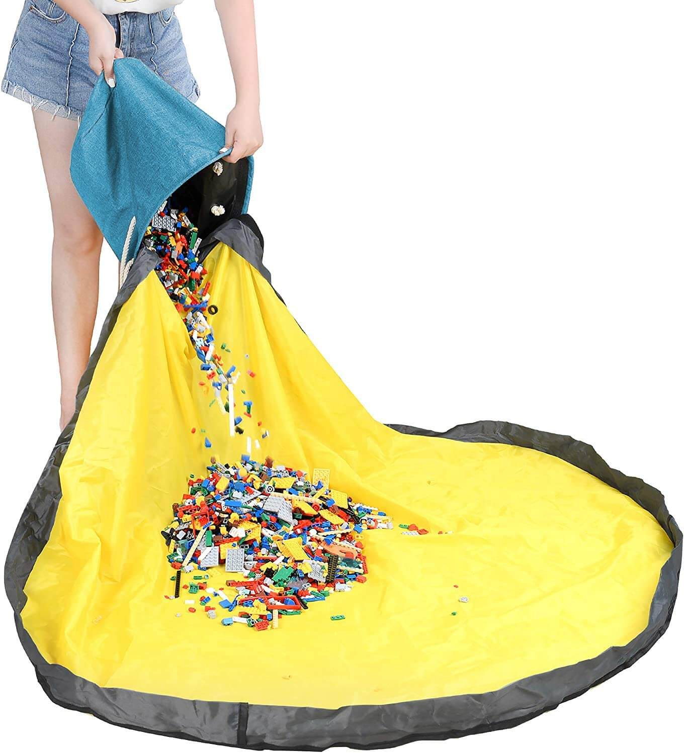 Toy Storage Bag & Play Mat | Collapsible Canvas | Sky Blue