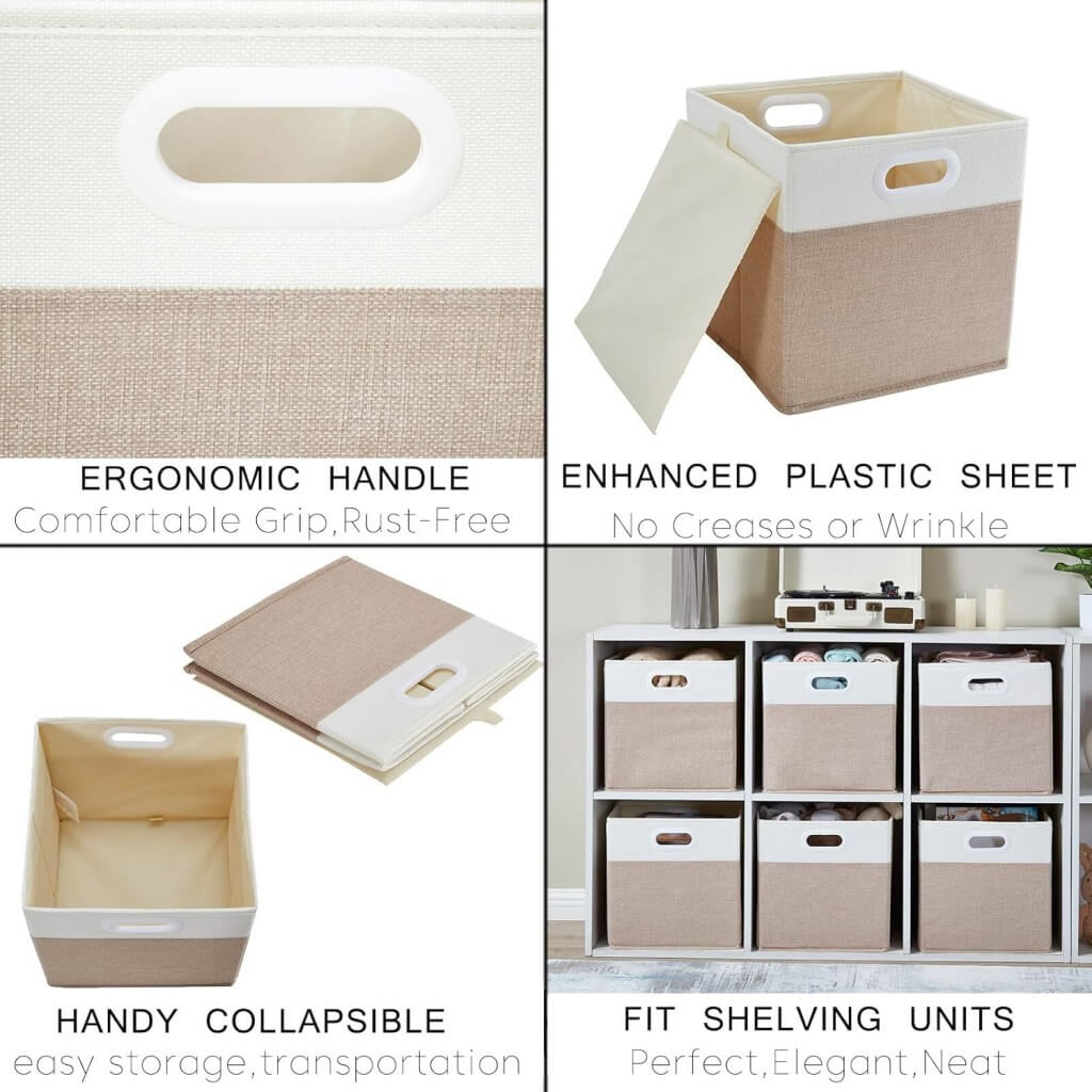 Storage Cube Box | Antibacterial Cationic Fabric | Light Khaki