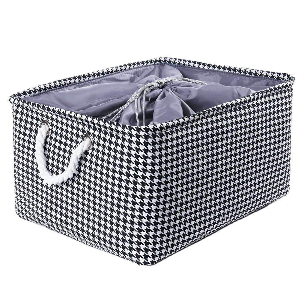 Collapsible Storage Bins | Black White Grid Print | Set of 4 Sizes