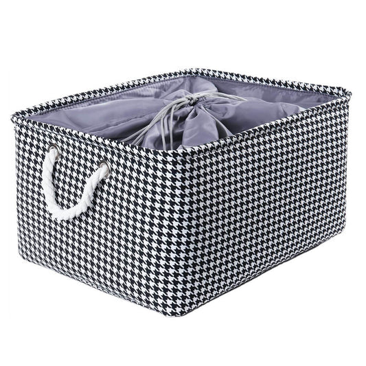 Collapsible Storage Bins | Black White Grid Print | Set of 4 Sizes