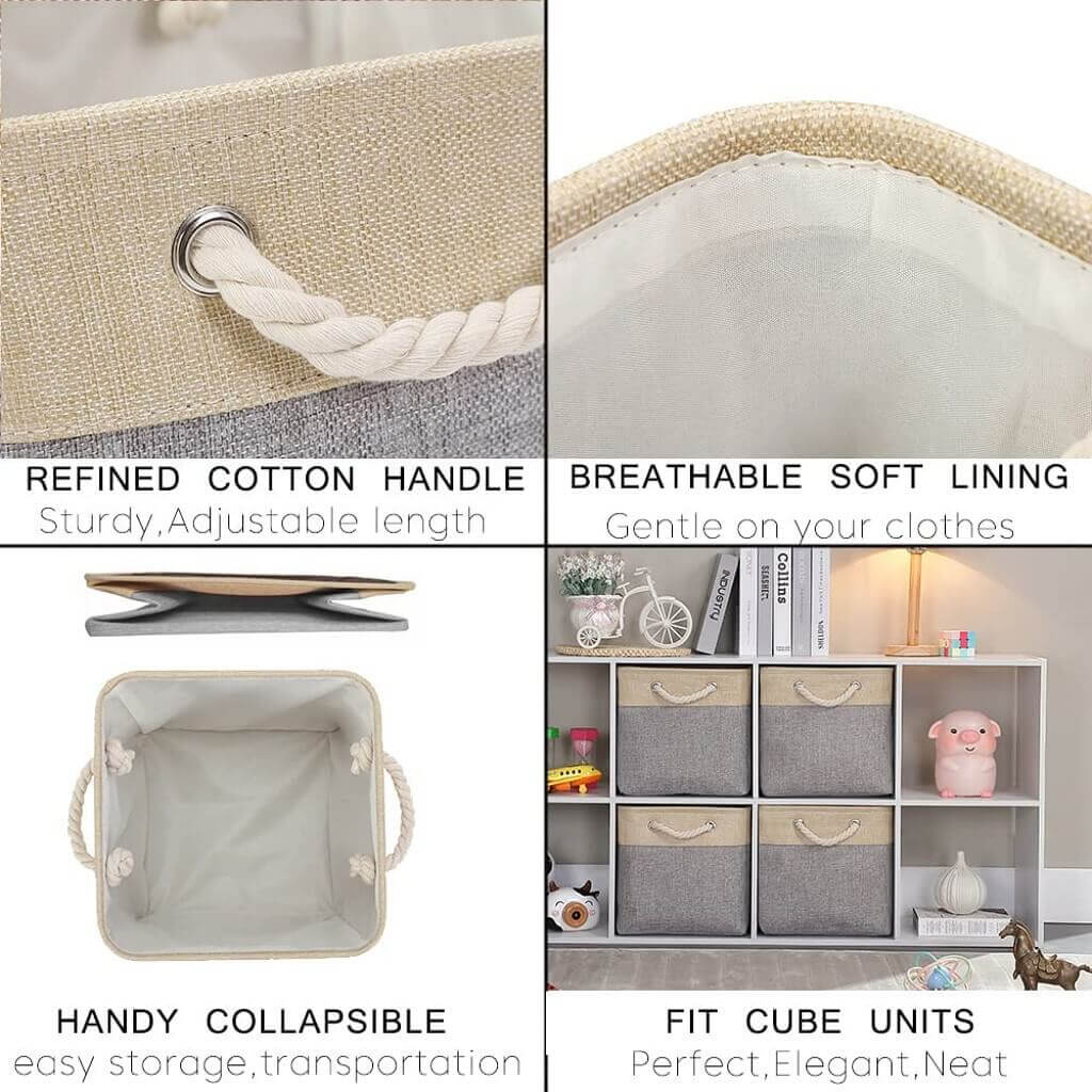 Fabric Storage Baskets | Set of 3 | 30cm Cube