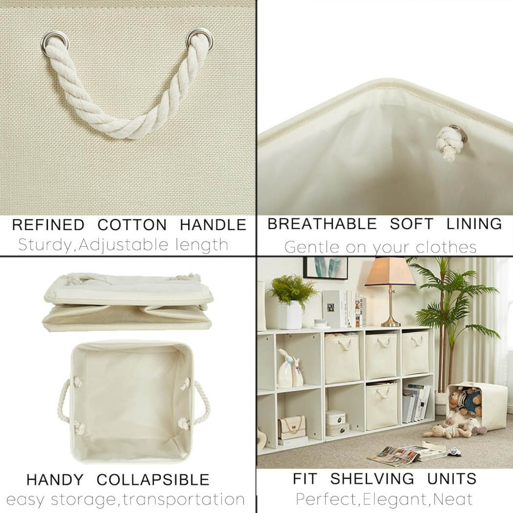 Fabric Storage Cubes | Foldable with Cotton Rope Handles | 25cm x 25cm