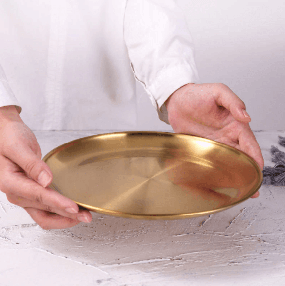 Gold Dining Plate | Stainless Steel | Elegant Design