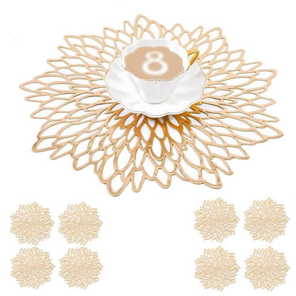 Round Silver Placemats & Coaster Set | Durable Pressed Vinyl | 15.5"