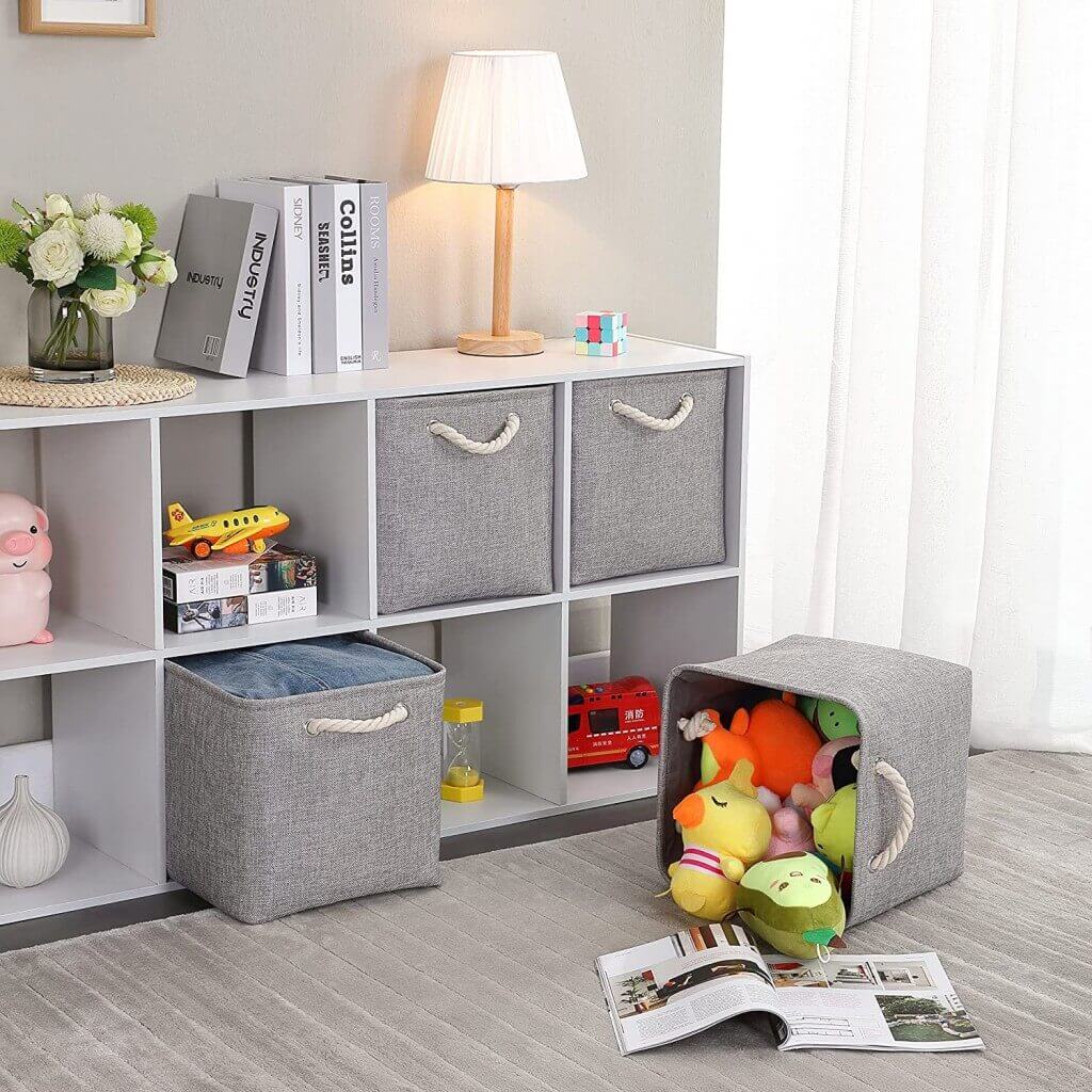 Grey Storage Baskets | Durable Fabric with Rope Handles | Set of 3 Sizes