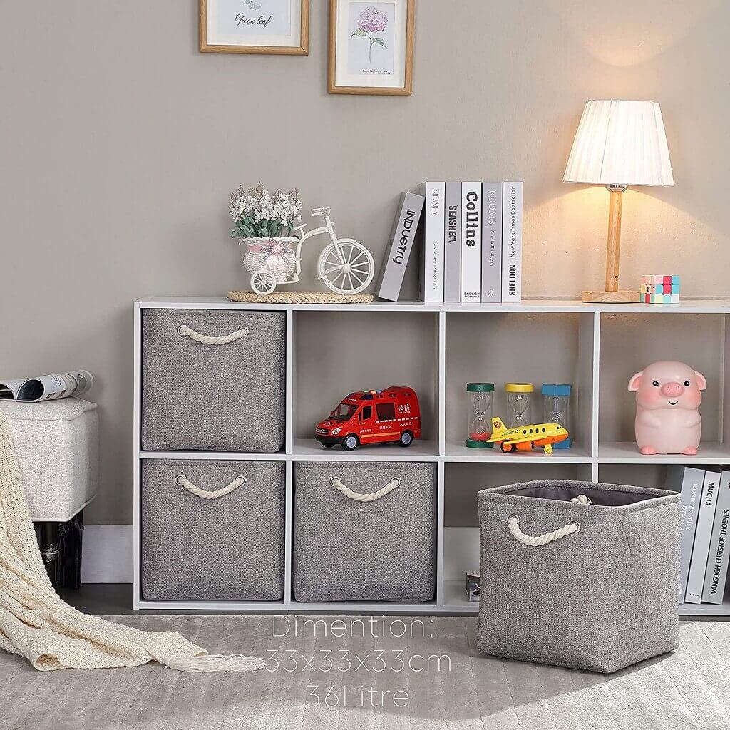 Grey Storage Baskets | Durable Fabric with Rope Handles | Set of 3 Sizes