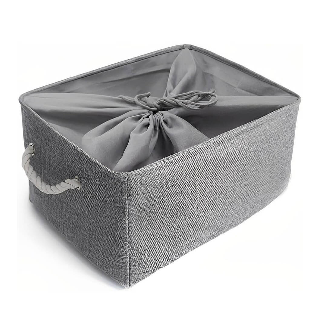 Grey Storage Baskets | Durable Fabric with Rope Handles | Set of 3 Sizes