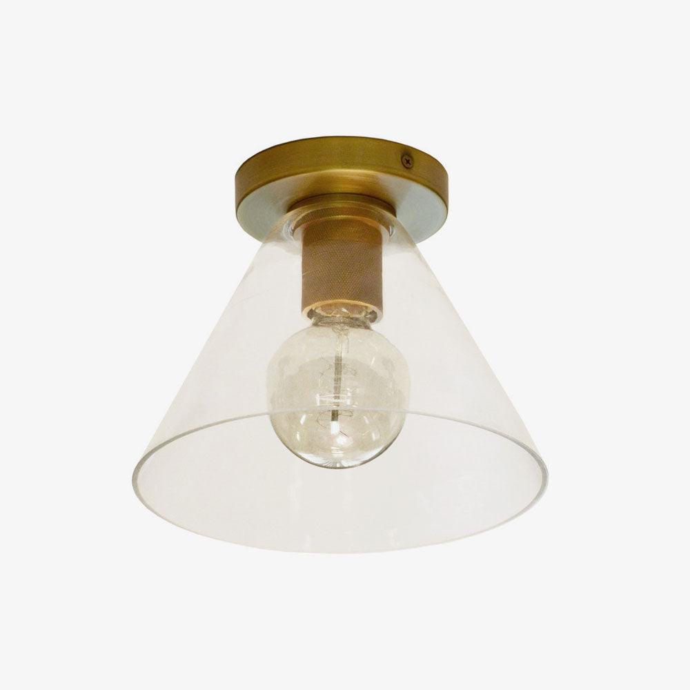Flush Mount Ceiling Light | Brass & Clear Glass | Minimalist Design