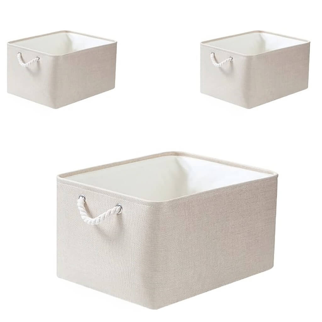 Ivory Fabric Storage Box | Durable Canvas | Multiple Sizes Available