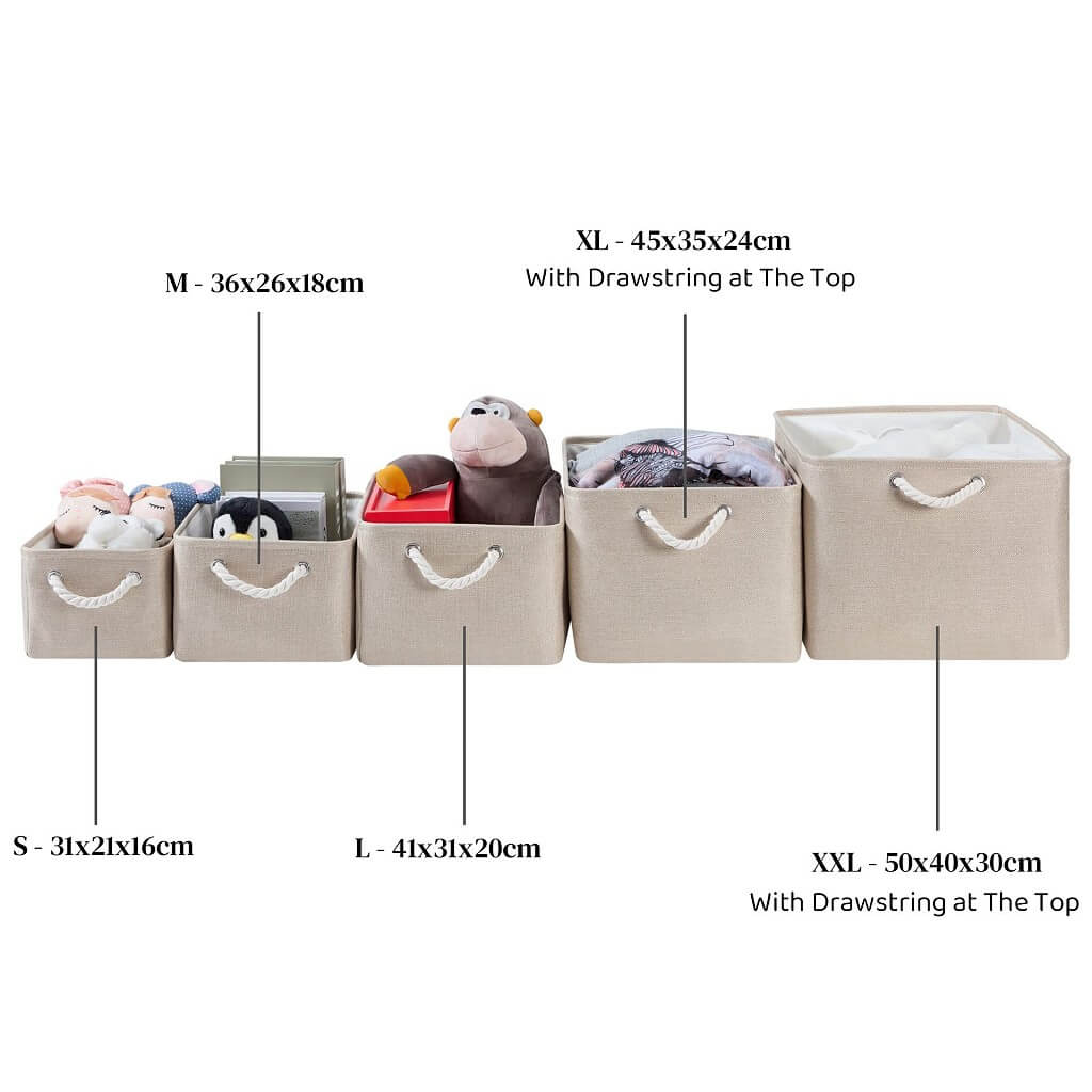 Ivory Fabric Storage Box | Durable Canvas | Multiple Sizes Available