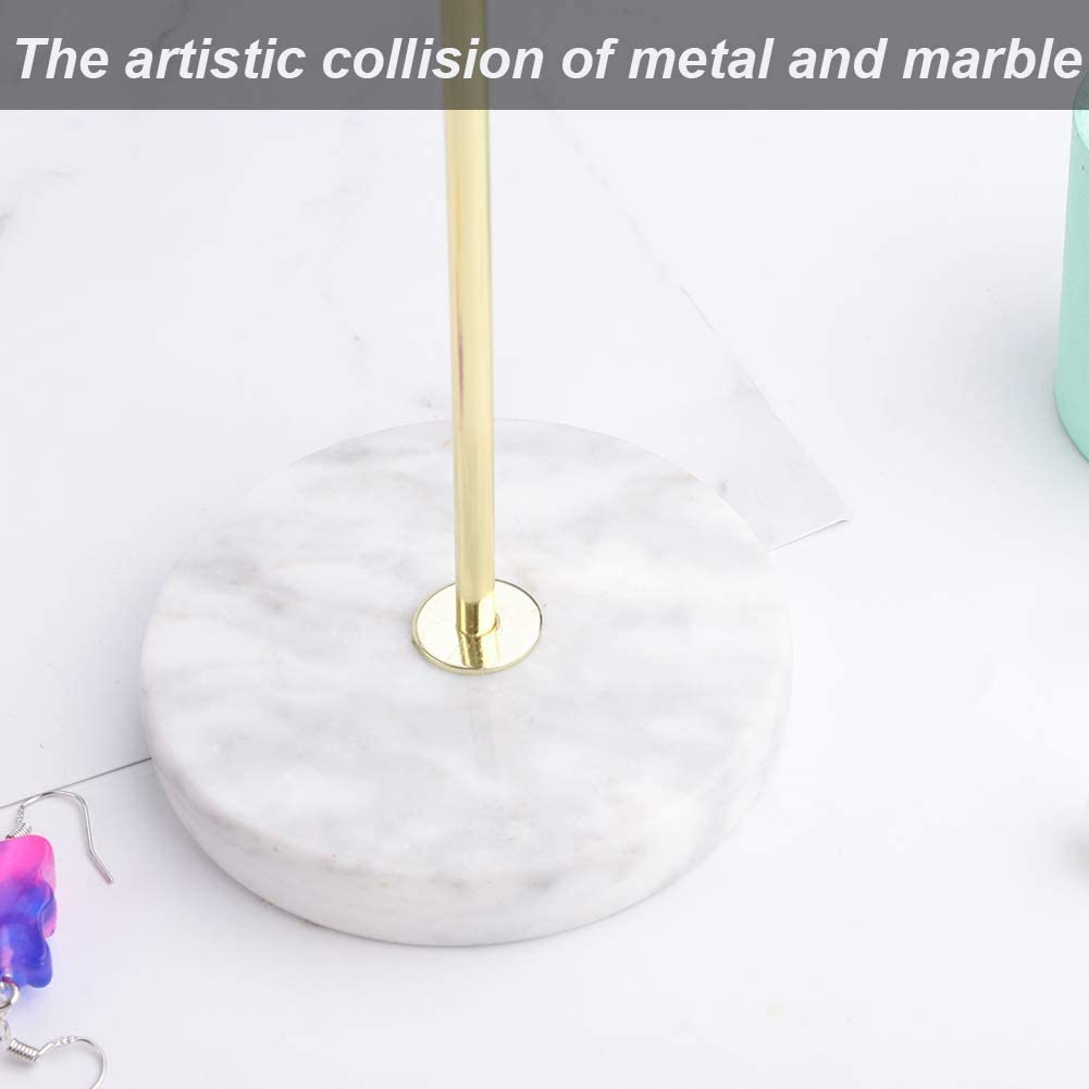 Jewelry Stand Organizer | Gold Metal with Marble Tray | 8x18.5x24.5 cm