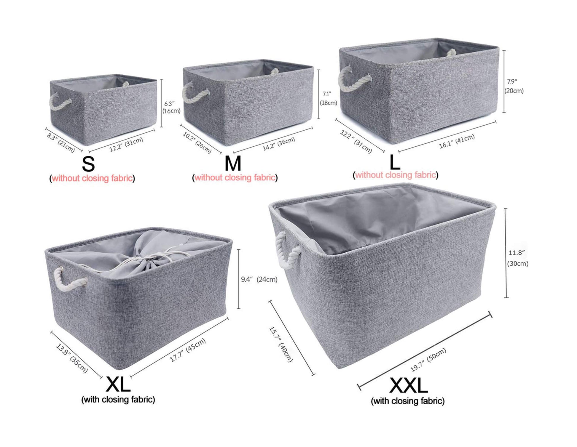 Jumbo Storage Bins | Eco-Friendly Canvas & EVA | Grey | X-Large & 2X-Large