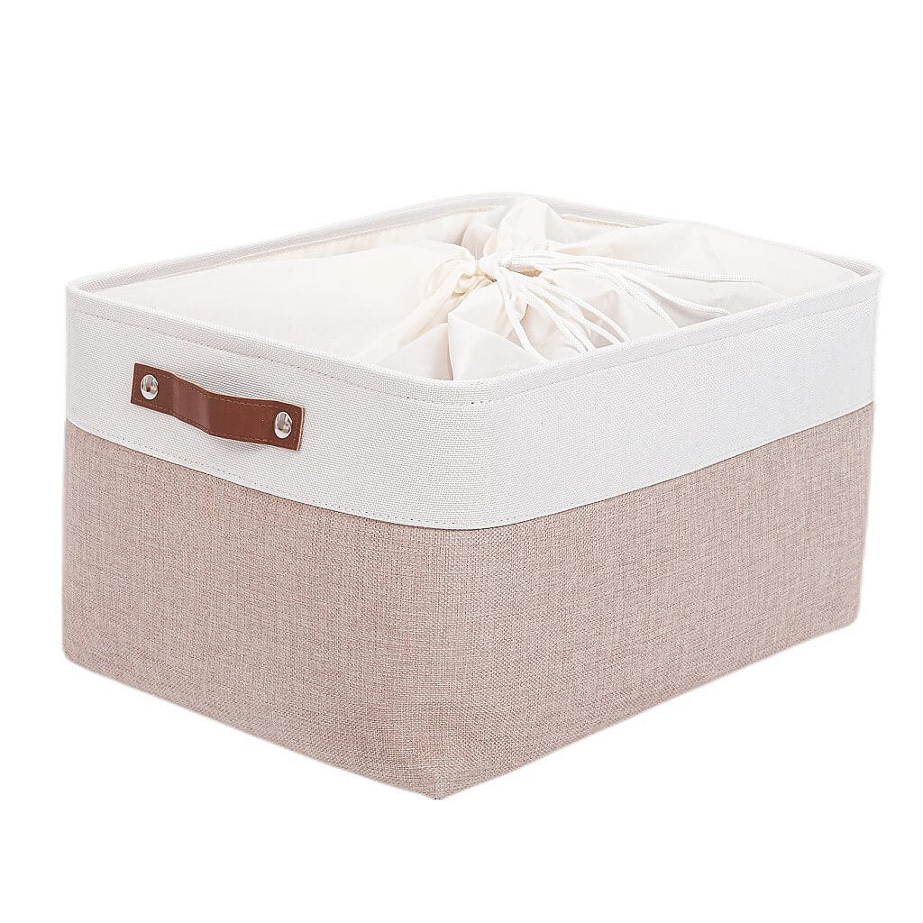 Canvas Storage Basket | White & Khaki | Multiple Sizes Available