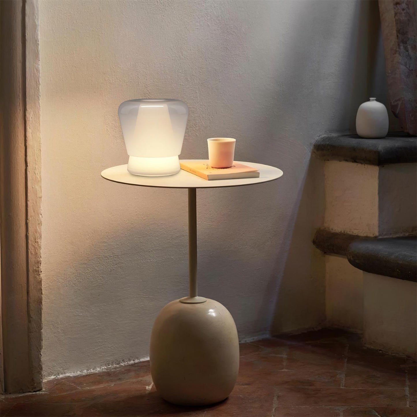 Jumelle Table Lamp | Mouth Blown Glass & Metal | Blue and White