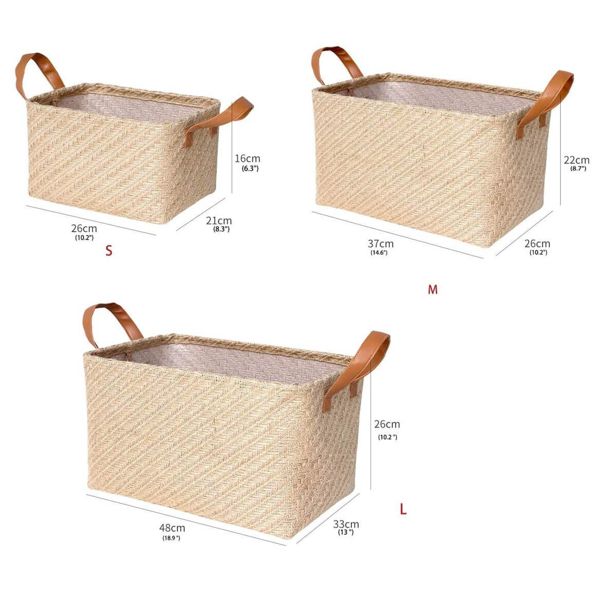 Jute Storage Baskets | Natural Beige | Set of 3