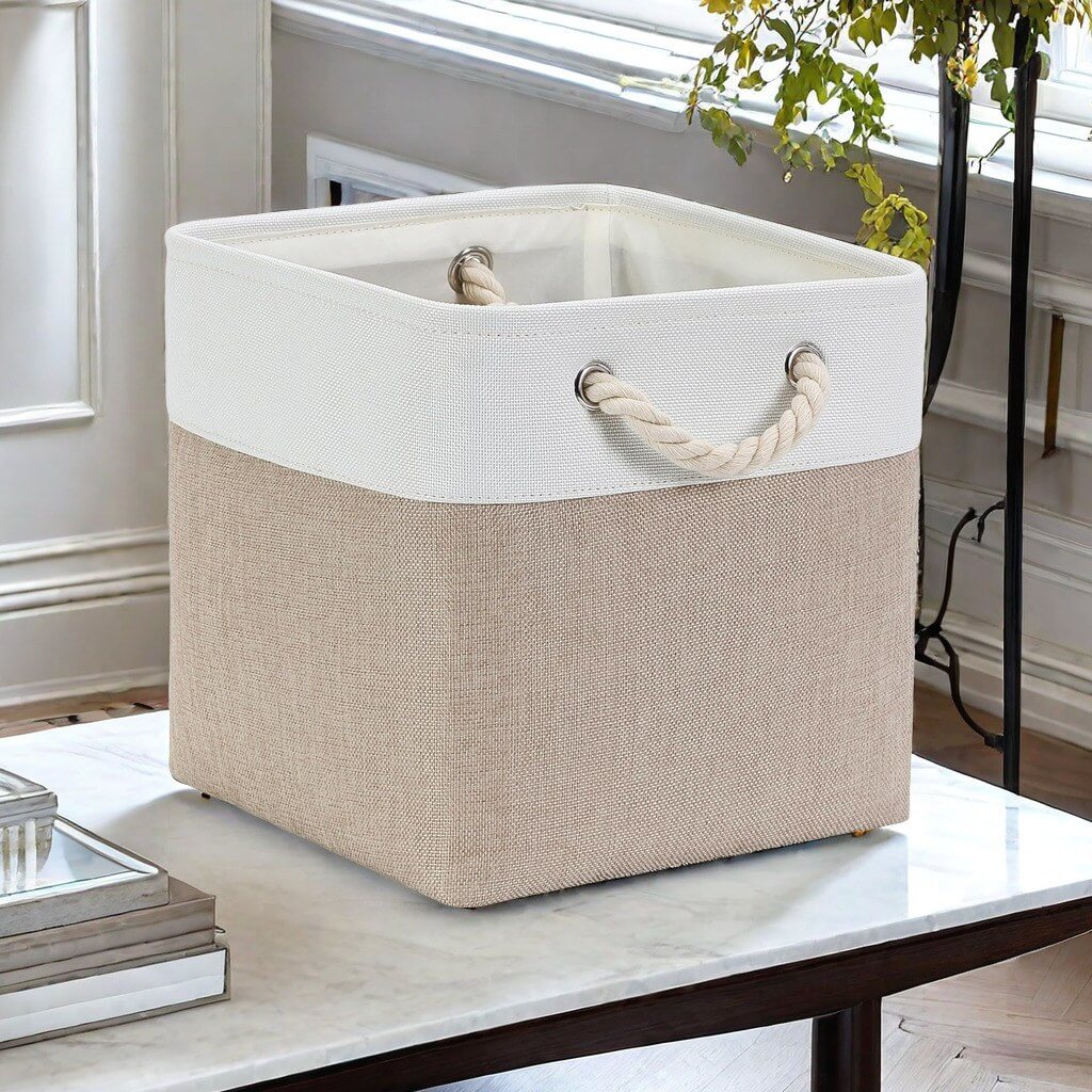Fabric Storage Cubes | Foldable with Cotton Rope Handles | 25cm x 25cm