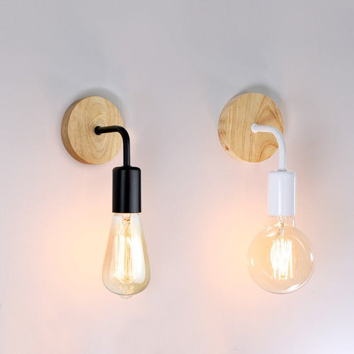 Black/White And Wooden Wall Bedside Lamp For Modern Homes