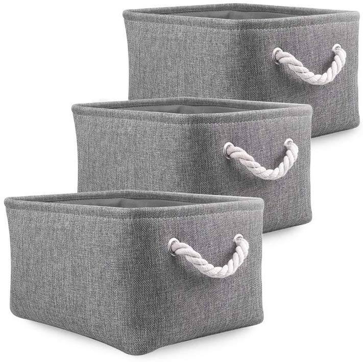 Collapsible Storage Boxes | Durable Material | 3-Pack, Grey