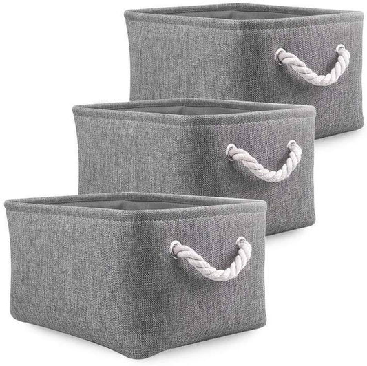 Collapsible Storage Boxes | Durable Material | 3-Pack, Grey