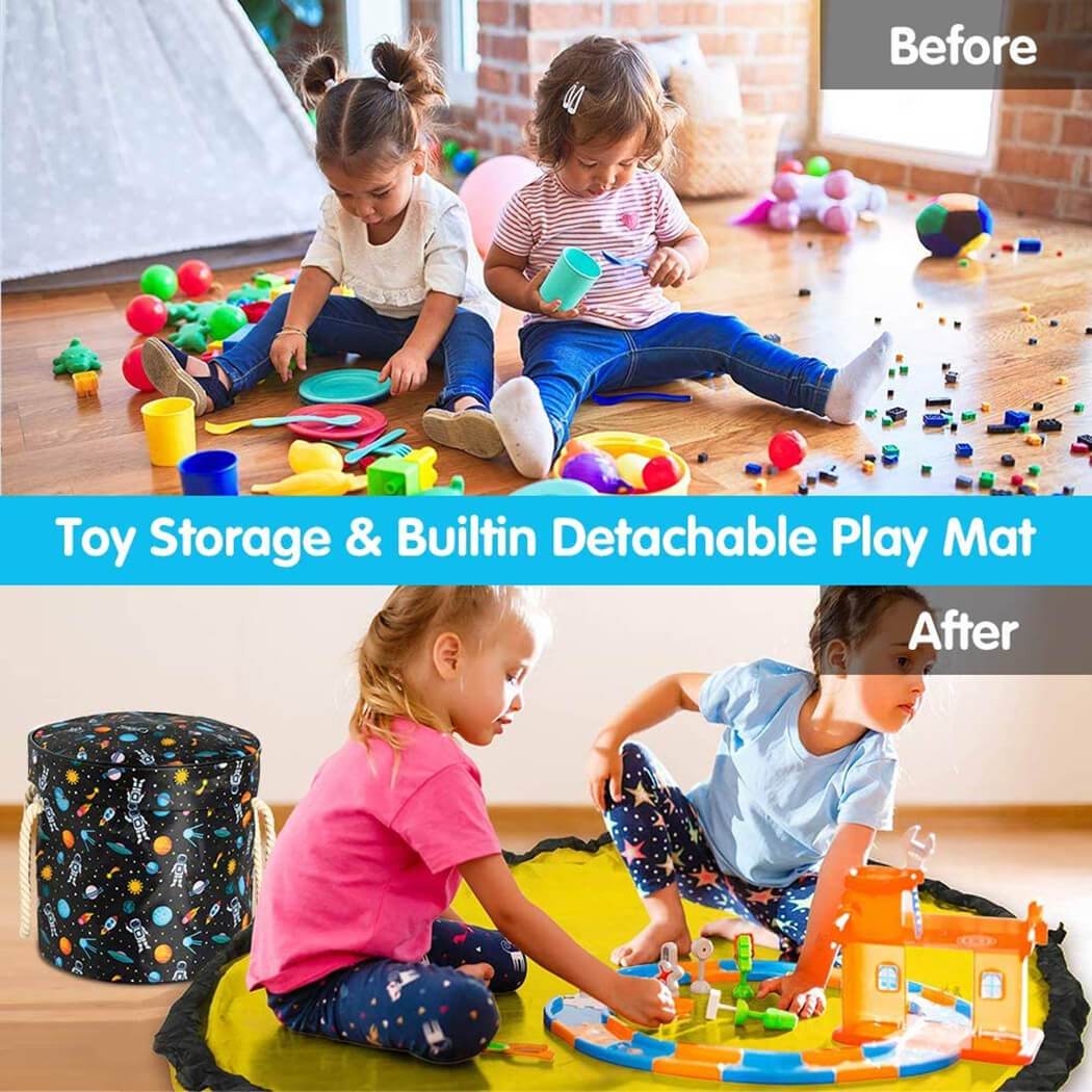 Toy Storage Basket | Durable Canvas with Play Mat | 30cm x 30cm