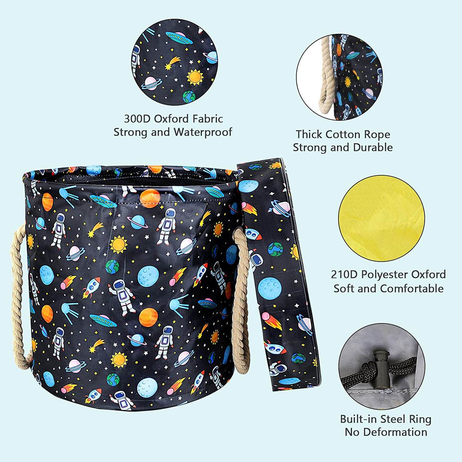 Toy Storage Basket | Durable Canvas with Play Mat | 30cm x 30cm
