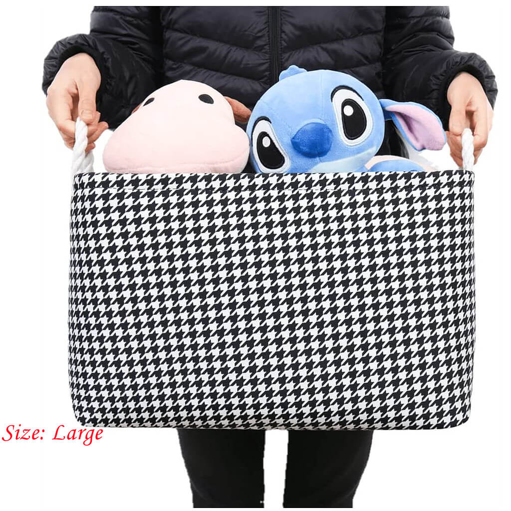 Collapsible Storage Bins | Black White Grid Print | Set of 4 Sizes