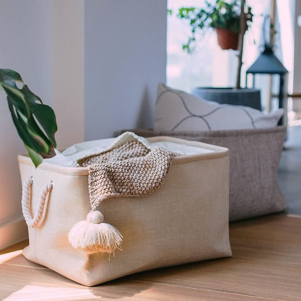 Ivory Fabric Storage Box | Durable Canvas | Multiple Sizes Available