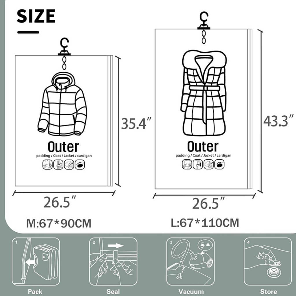Vacuum Storage Bags for Clothes | Durable & Moisture-Proof | Medium & Large Sizes