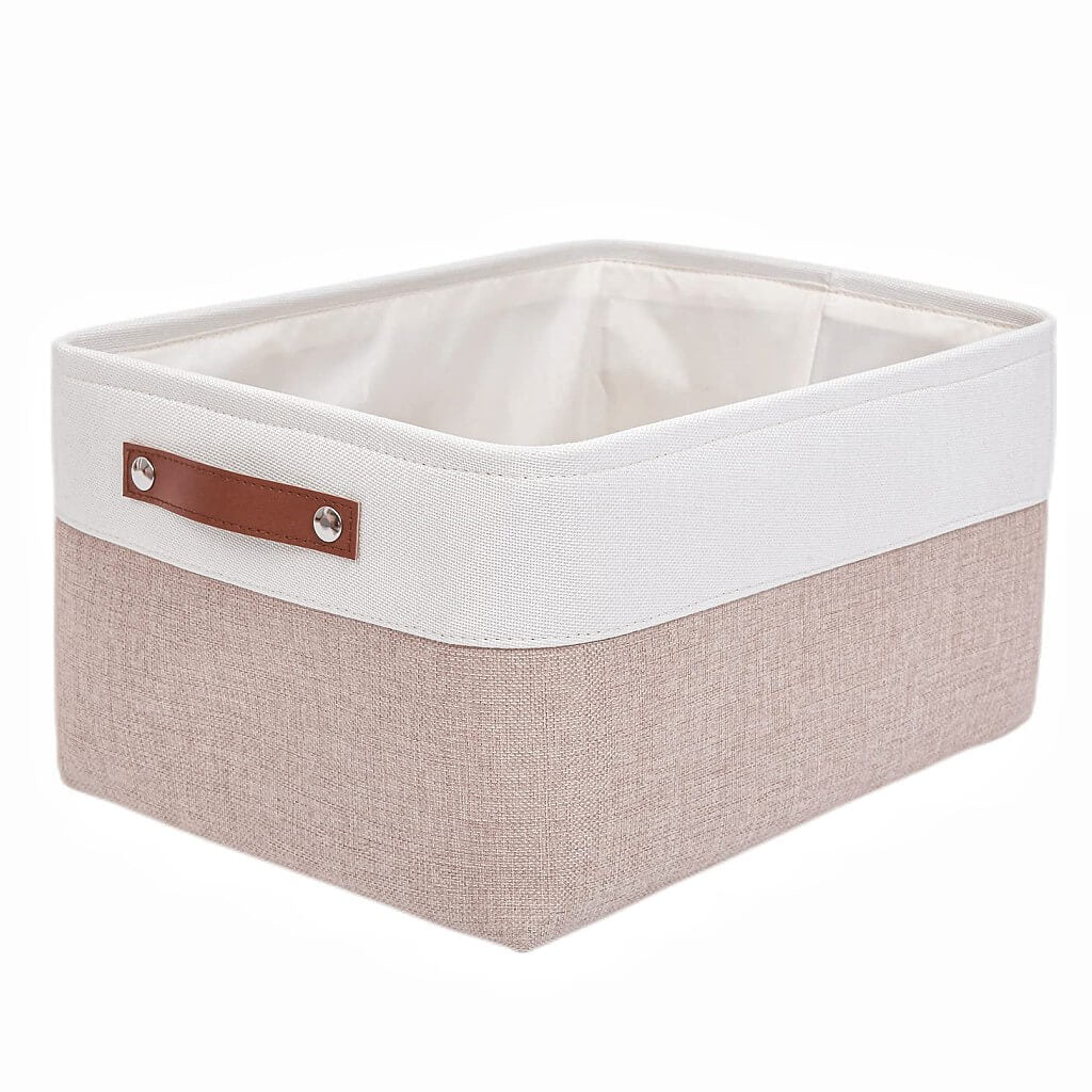Canvas Storage Basket | White & Khaki | Multiple Sizes Available