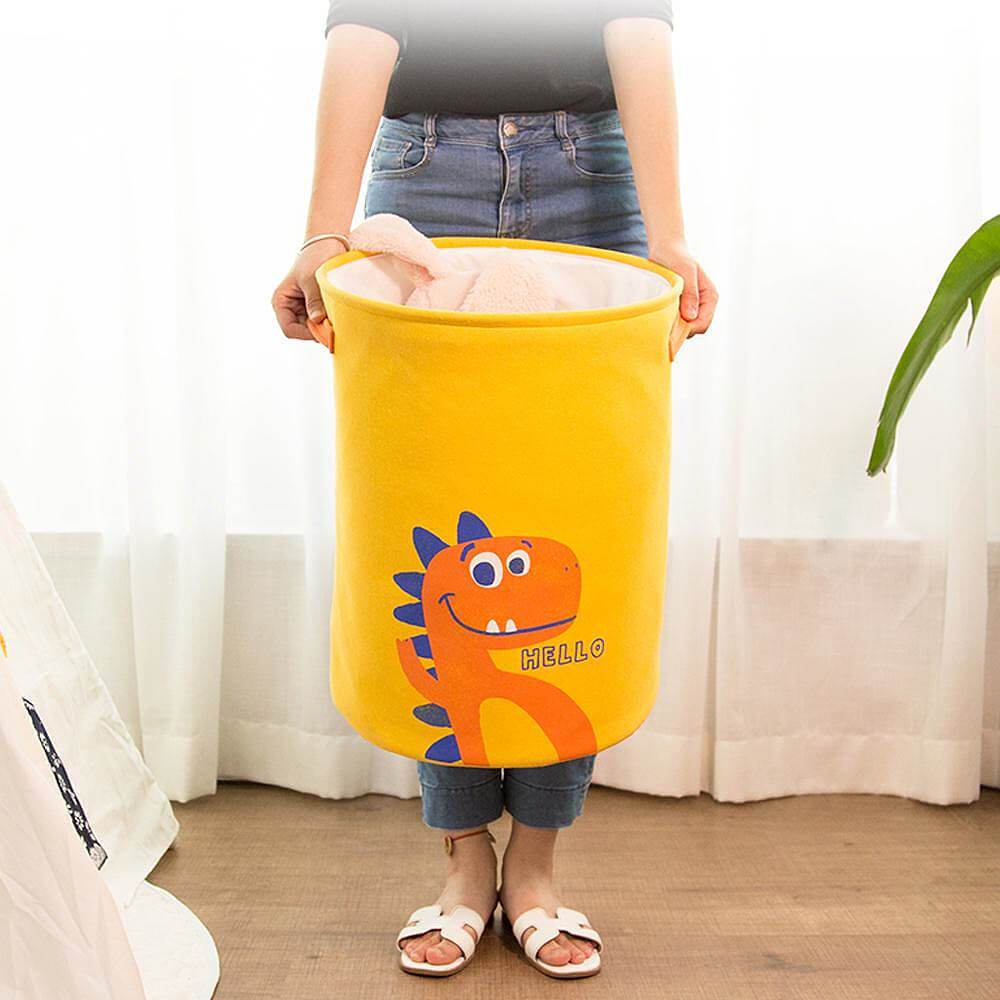Dinosaur Laundry Basket | Eco-Friendly Linen & EVA | Yellow